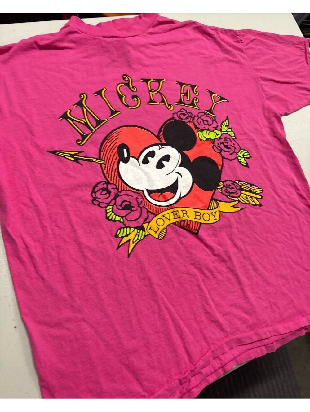 Vintage Mickey & Co J.G. Hook Lover Boy Shirt Pink Disney One Size Made USA